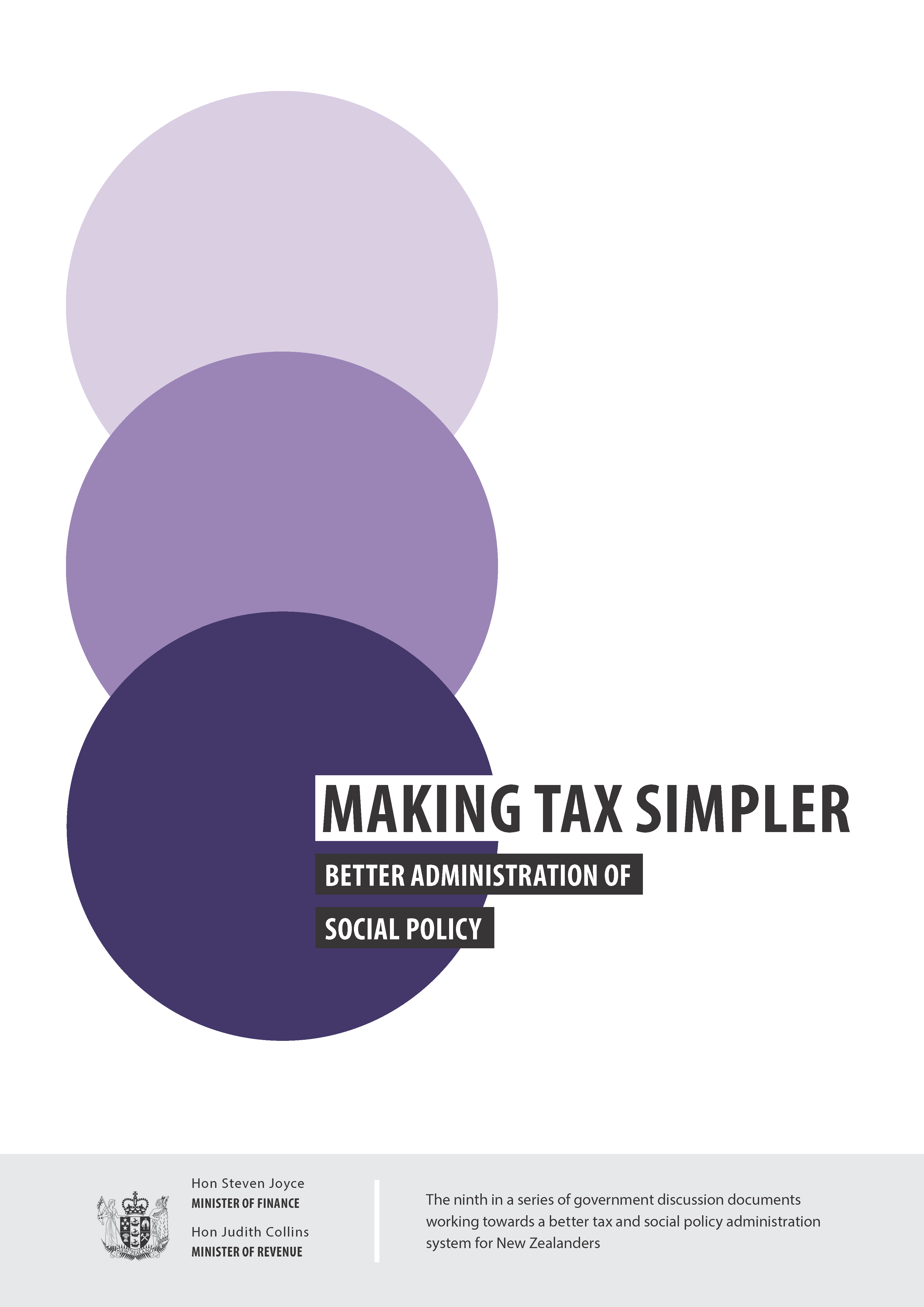 Publication cover. Title - Making tax simpler - Better administration of social policy (July 2017)
